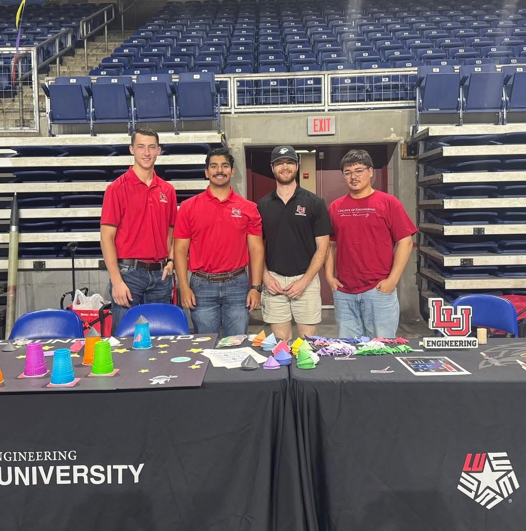 LUNAR members and Lamar University Engineering students at ExxonMobil's Family Funday (October 2025).
